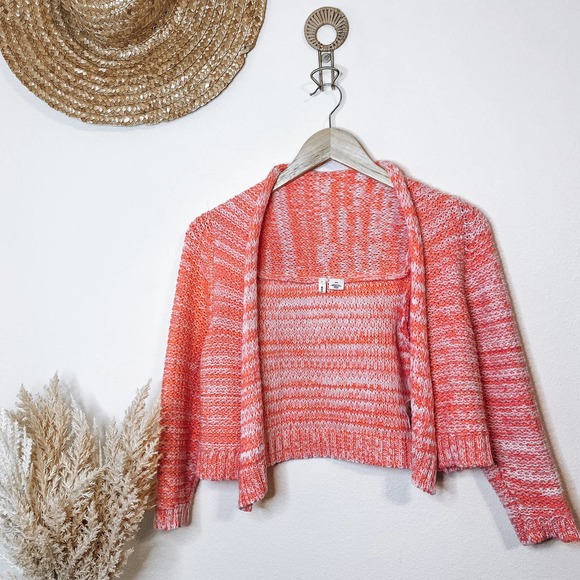 Anthropologie Moth Chunky Knit Cropped Sweater Cardigan Bright Pink - Picture 1 of 4